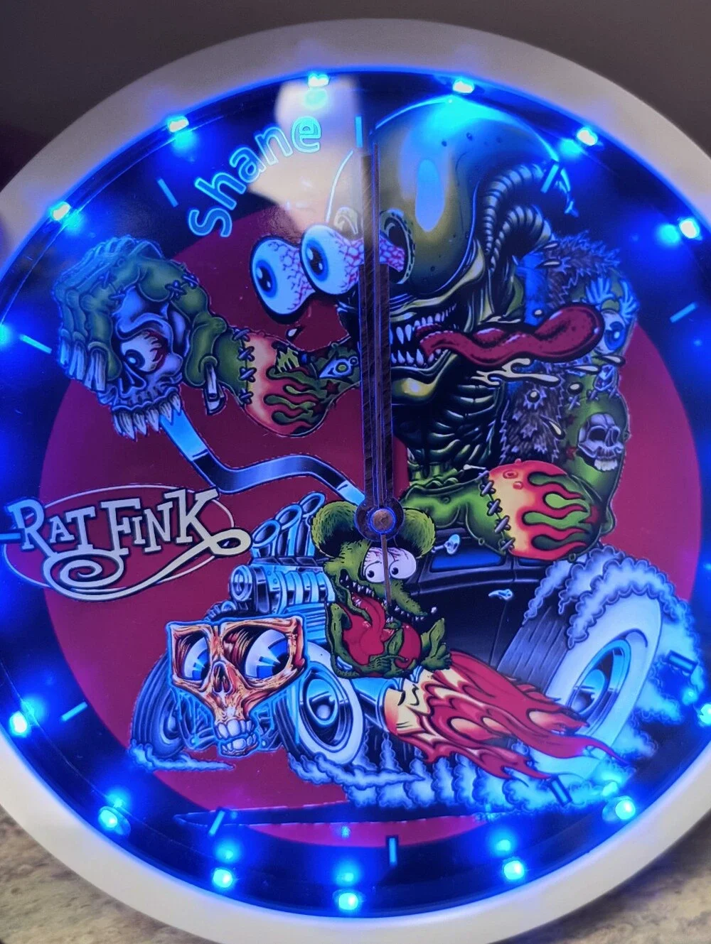Monster Fink Kustom Kulture Art Neon Wall Clock in Personalized With Led Lights